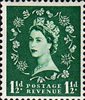 Wilding Definitive 1.5d Stamp (1952) green
