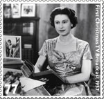 The Queens Diamond Jubilee 77p Stamp (2012) First Christmas TV Broadcast 1957