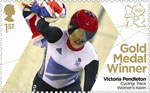 Team GB Gold Medal Winners 1st Stamp (2012) Cycling: Track Women's Keirin - Team GB Gold Medal Winners