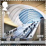 London Underground £1.28 Stamp (2013) 1999 - Jubilee Line at Canary Wharf