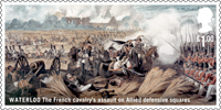 The Battle of Waterloo £1.00 Stamp (2015) Waterloo - The French cavalry's assault on Allied defensive squares