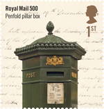 Royal Mail 500 1st Stamp (2016) Penfold pillar box