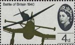 25th Anniversary of Battle of Britain 4d Stamp (1965) Supermarine Spitfire attacking Junkers Ju 87B 'Stuka' Dive-bomber