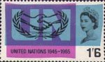 20th Anniversary of UNO and International Co-operation Year 1s6d Stamp (1965) I.C.Y. Emblem