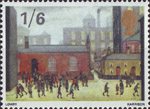 British Painters 1s6d Stamp (1967) 'Children Coming Out of School' (L.S.Lowry)