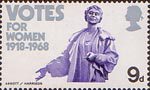 British Anniversaries 9d Stamp (1968) Mrs Emmeline Pankhurst (statue)