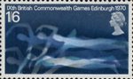 Ninth British Commonwealth Games 1s6d Stamp (1970) Swimmers