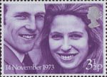 Royal Wedding 3.5p Stamp (1973) Princess Anne and Captain Mark Phillips