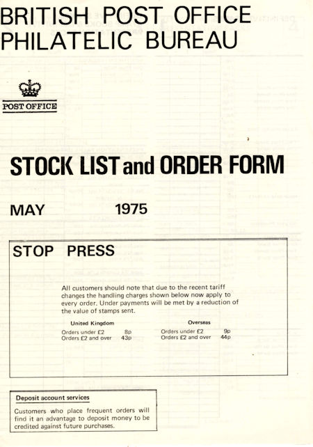 1975 Stock Lists from Collect GB Stamps