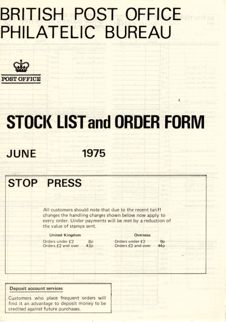 1975 Stock Lists from Collect GB Stamps