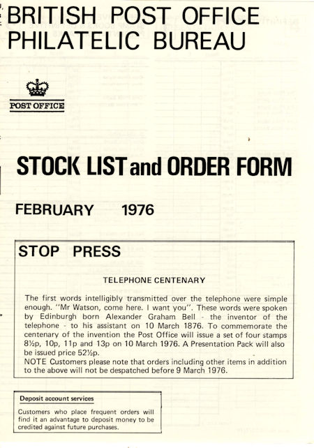 1976 Stock Lists from Collect GB Stamps