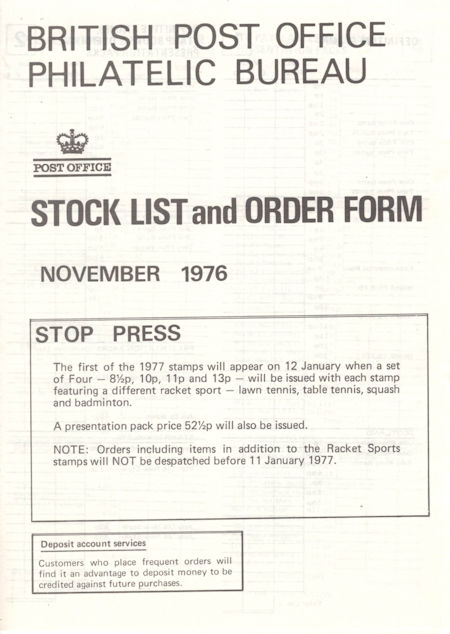 1976 Stock Lists from Collect GB Stamps