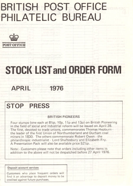 1976 Stock Lists from Collect GB Stamps
