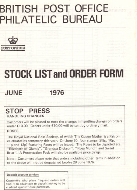 1976 Stock Lists from Collect GB Stamps