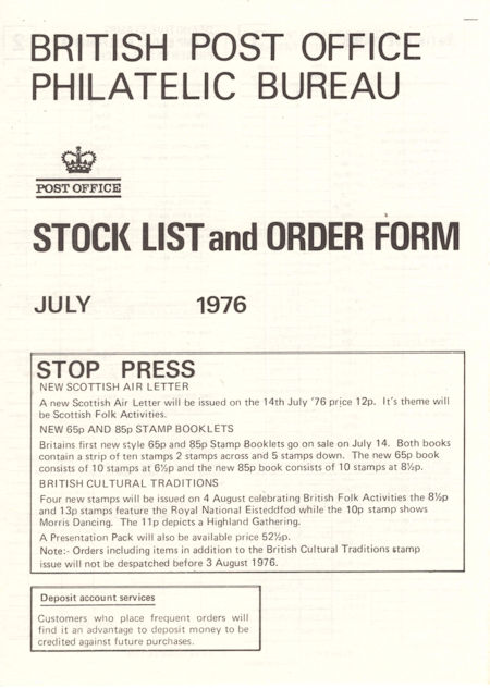 1976 Stock Lists from Collect GB Stamps