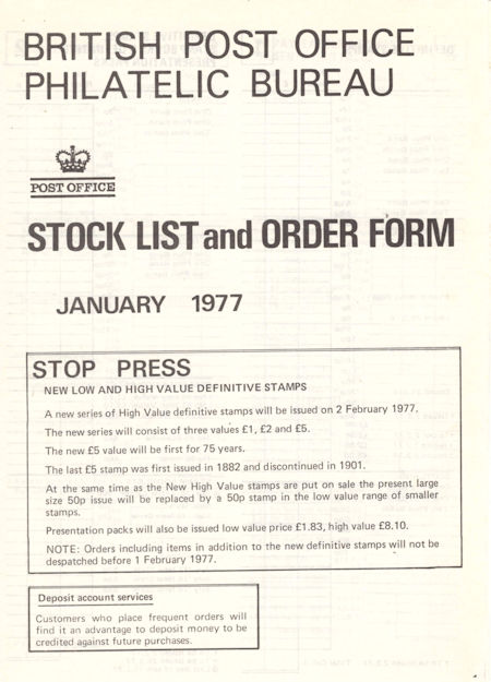 1977 Stock Lists from Collect GB Stamps