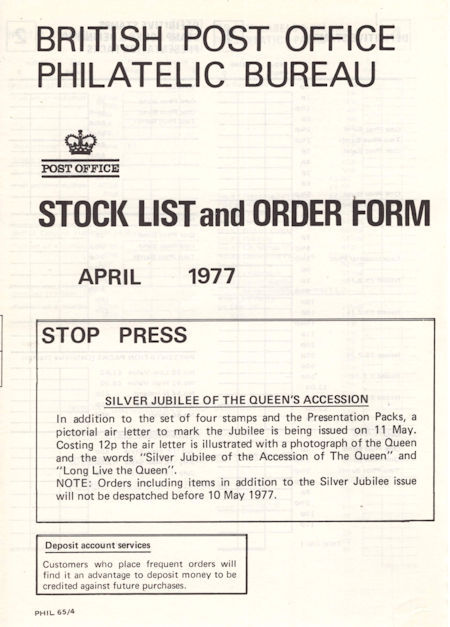 1977 Stock Lists from Collect GB Stamps