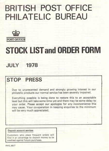 1978 Stock Lists from Collect GB Stamps
