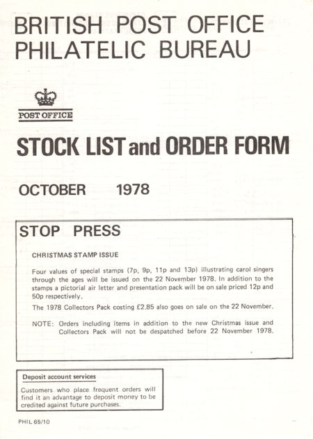 1978 Stock Lists from Collect GB Stamps