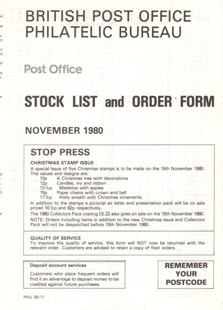 1980 Stock Lists from Collect GB Stamps