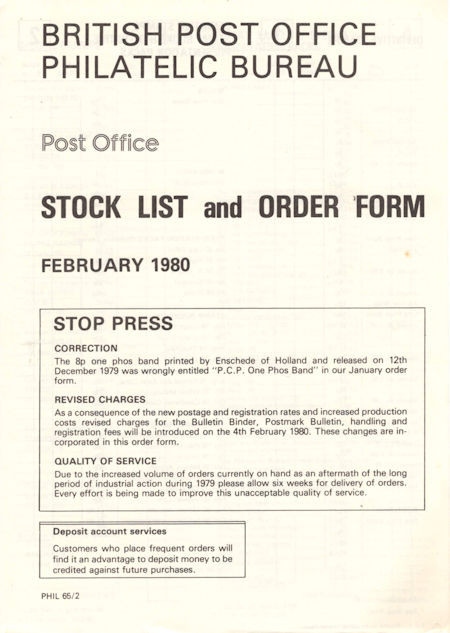 1980 Stock Lists from Collect GB Stamps