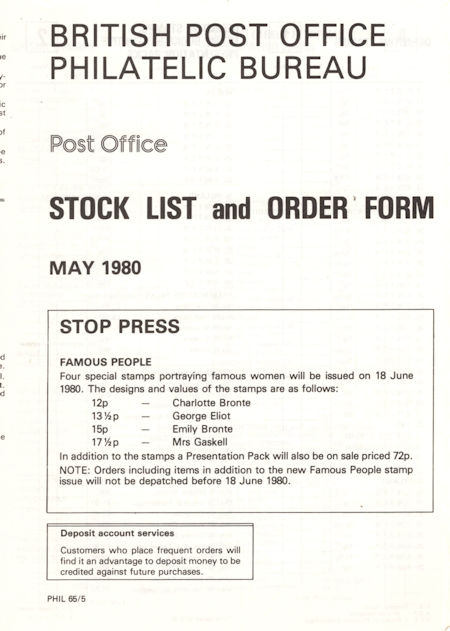 1980 Stock Lists from Collect GB Stamps