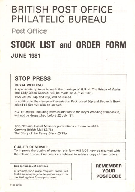 1981 Stock Lists from Collect GB Stamps