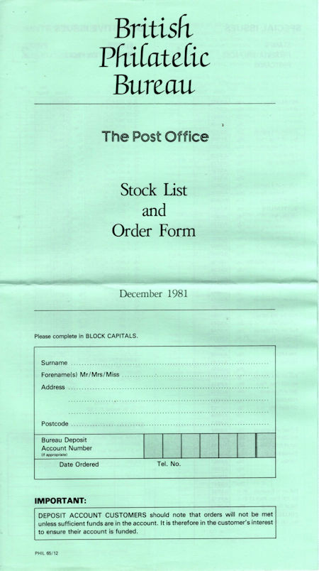 1981 Stock Lists from Collect GB Stamps
