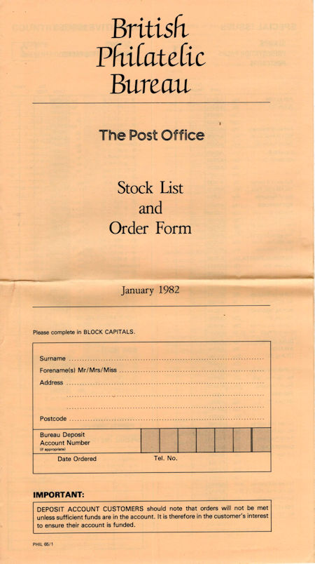 1982 Stock Lists from Collect GB Stamps