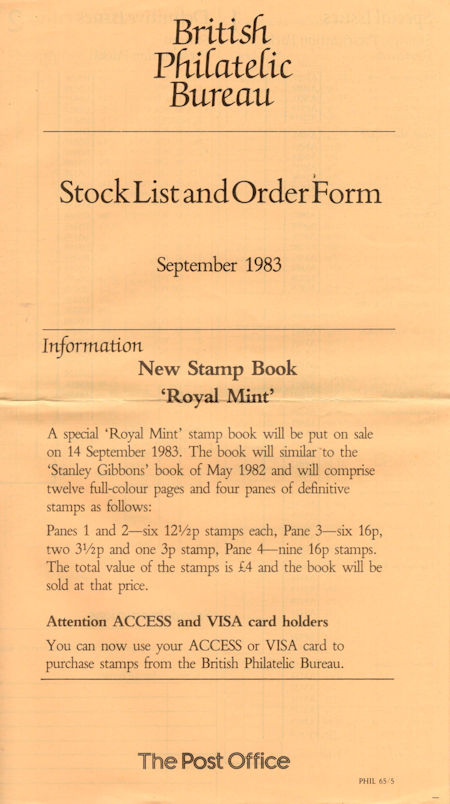 1983 Stock Lists from Collect GB Stamps
