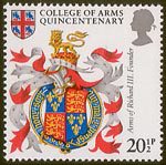 Heraldry 20.5p Stamp (1984) Arms of King Richard III (founder)