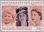 The Sixtieth Birthday of Queen Elizabeth II 34p Stamp (1986) Queen Elizabeth II in 1928, 1942 and 1952