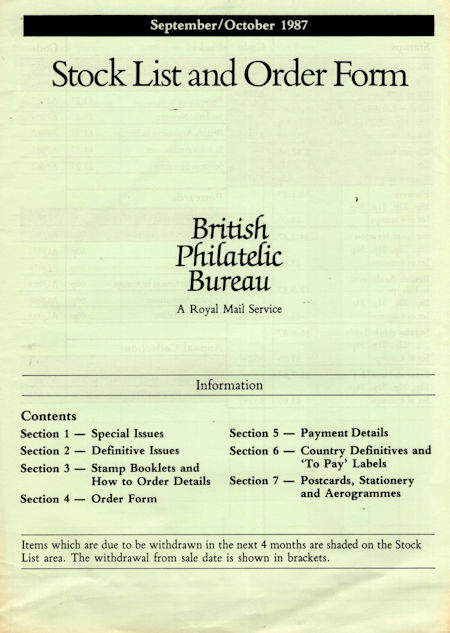 1987 Stock Lists from Collect GB Stamps