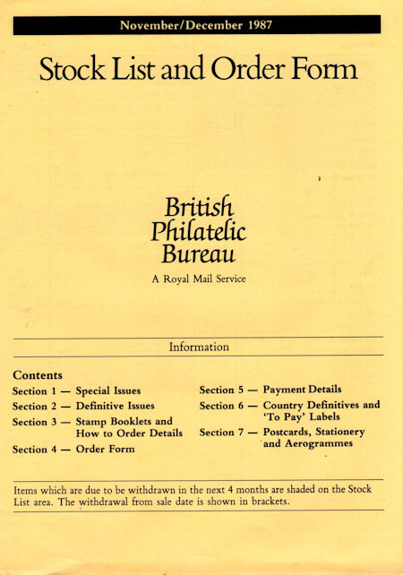 1987 Stock Lists from Collect GB Stamps