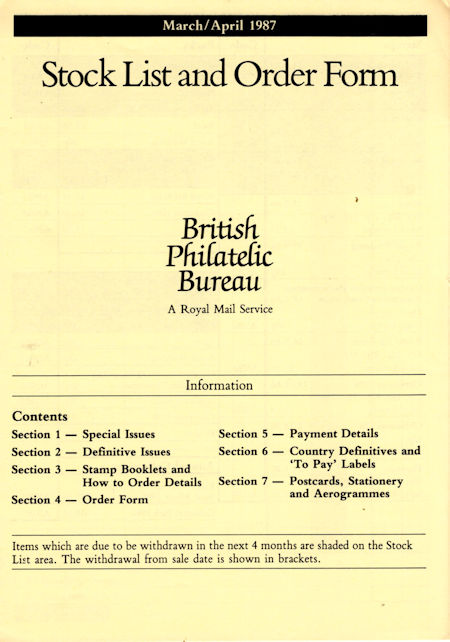 1987 Stock Lists from Collect GB Stamps