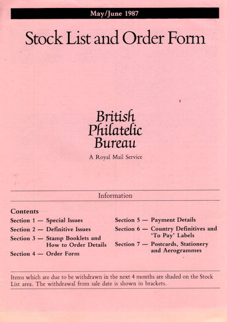 1987 Stock Lists from Collect GB Stamps
