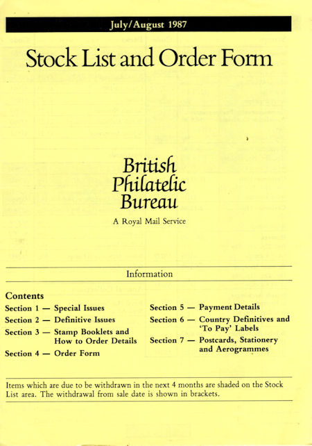 1987 Stock Lists from Collect GB Stamps