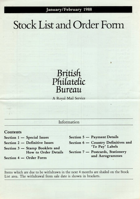 1988 Stock Lists from Collect GB Stamps