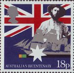 The Australian Bicentenary 18p Stamp (1988) Early Settler and Sailing Clipper
