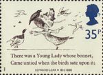 Edward Lear 35p Stamp (1988) 'There was a Young Lady whose Bonnet …' (limerick)