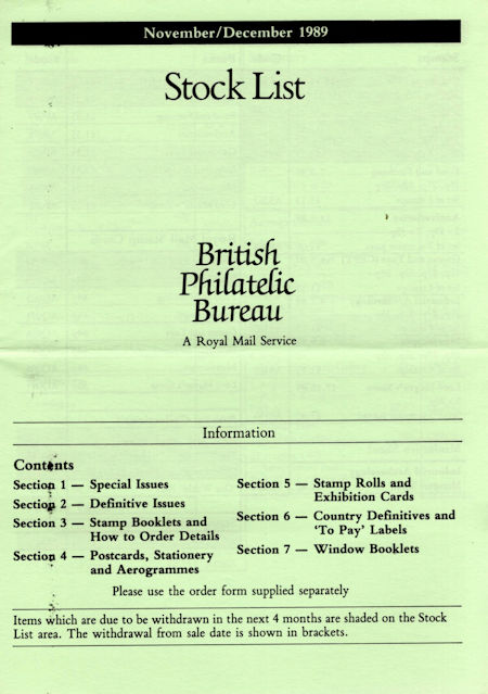 1989 Stock Lists from Collect GB Stamps
