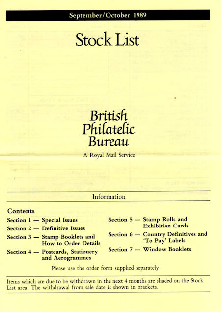 1989 Stock Lists from Collect GB Stamps