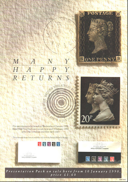 Penny Black Anniversary Stamps 1840 - 1990