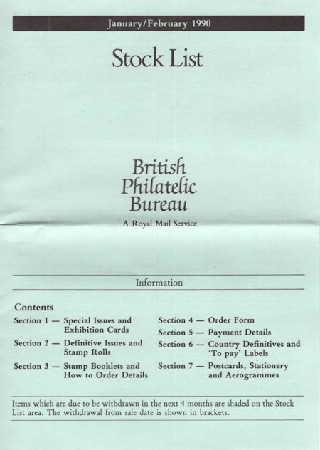 1990 Stock Lists from Collect GB Stamps