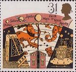 Astronomy 31p Stamp (1990) Greenwich Old Observatory and Early Astronomical Equipment
