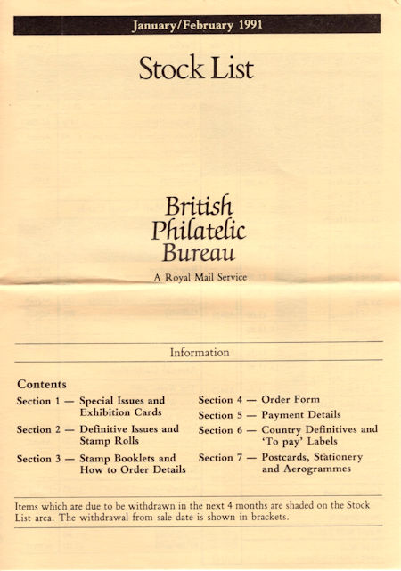 1991 Stock Lists from Collect GB Stamps