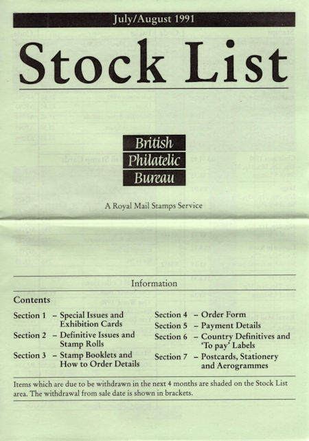 1991 Stock Lists from Collect GB Stamps