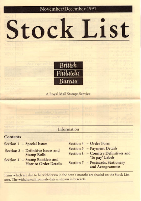 1991 Stock Lists from Collect GB Stamps