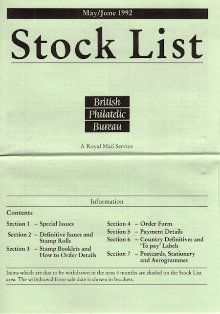 1992 Stock Lists from Collect GB Stamps