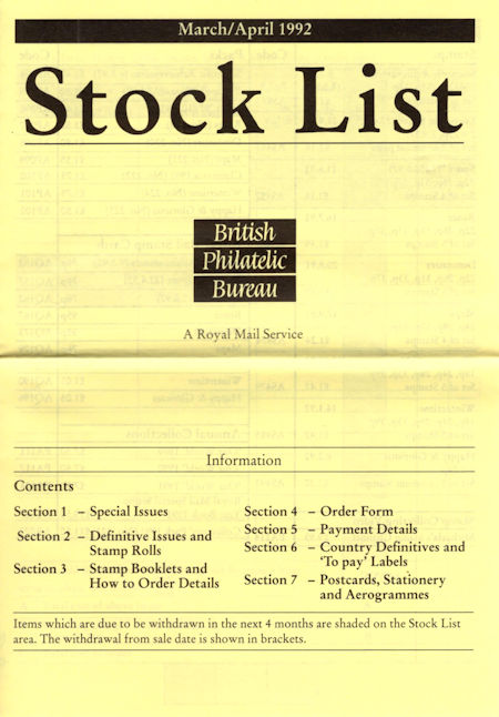 1992 Stock Lists from Collect GB Stamps